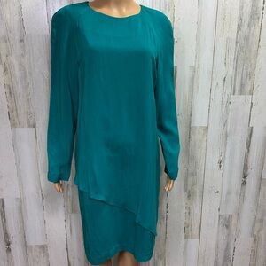 Sicari Evenings Vintage‎ Asymmetrical Overlay Long Sleeve Dress